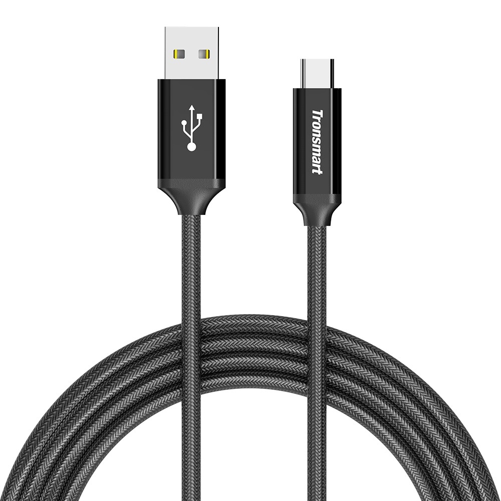 Tronsmart CPP5 Pack Cable Nylon Trenzado USB-C a USB-A 2.0 Cable carga y sincronización (0,3m*1, 1m*1, 1.8m*1)