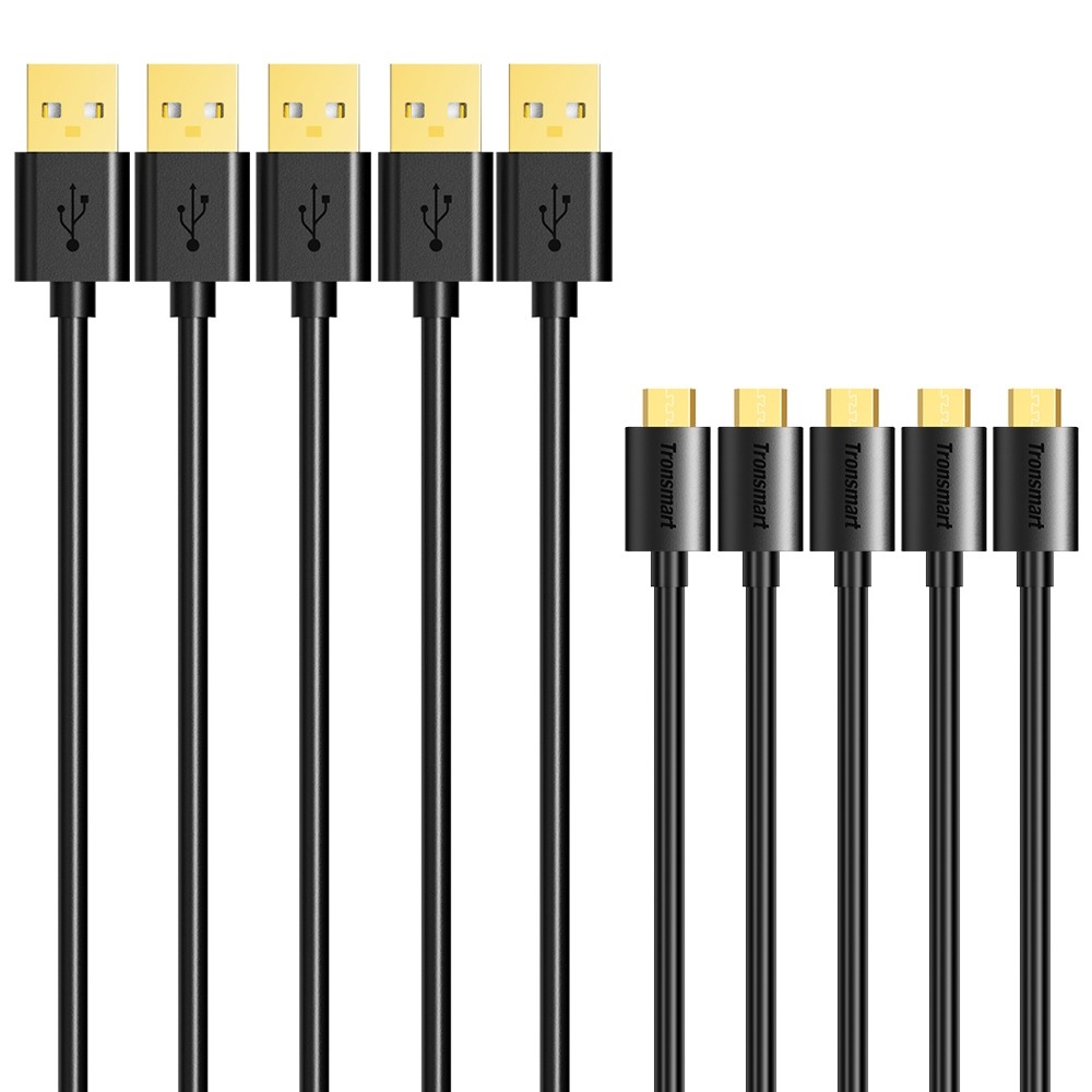 Tronsmart MUPP6 Premium Cables USB Cables Pack 5 (0.3m*1+1m*3+1.80m1 ) Conectores Chapados en Oro