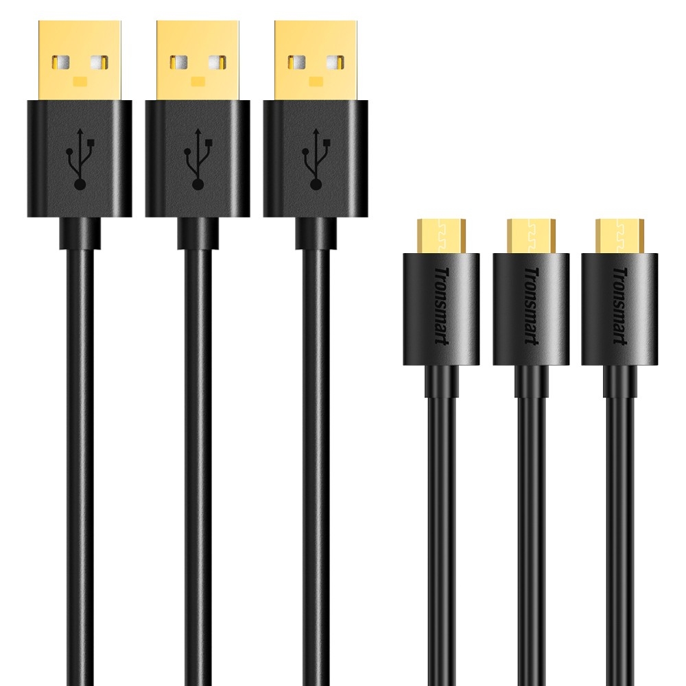 Tronsmart MUPP2 Premium USB Cables Pack 3 (1.80m*3 ) Conectores chapados en Oro